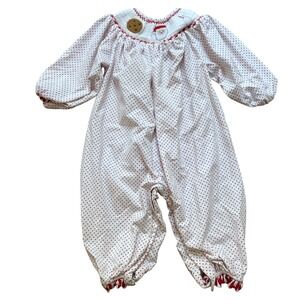 Little Bear Smocks Romper Kids Red Good Christmas Santa Smocked SIZE 18M